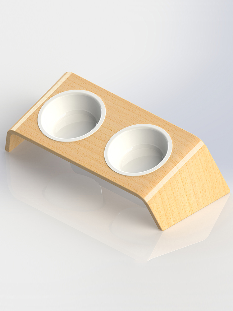 Wooden Double Pet Bowl