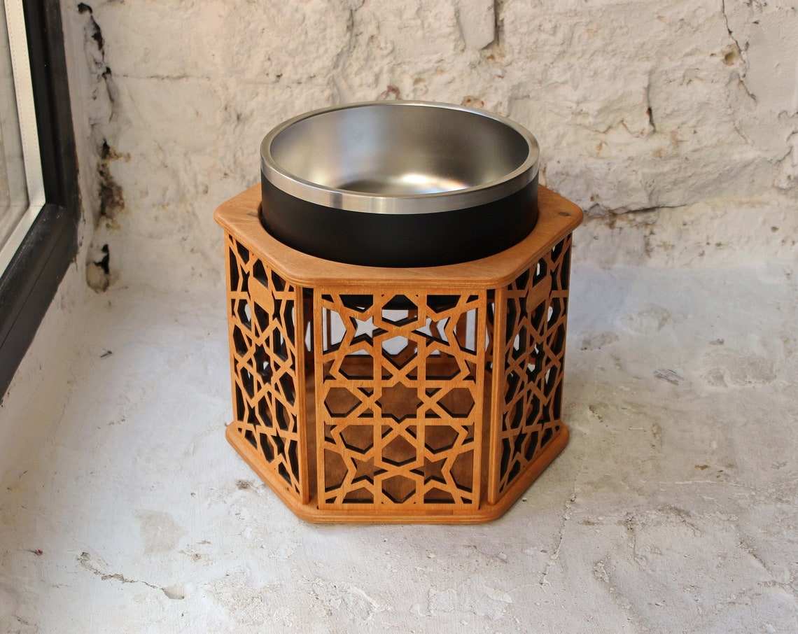 Elevated Wood & Steel Bowl
