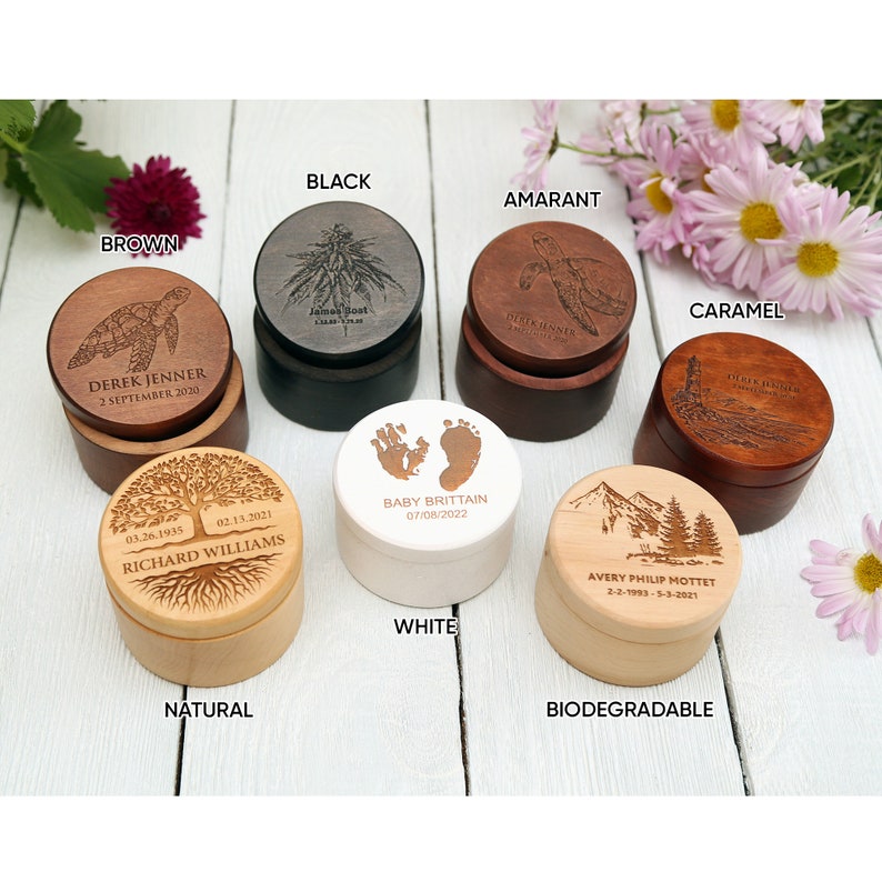 Engraved Wooden Memorial Urns